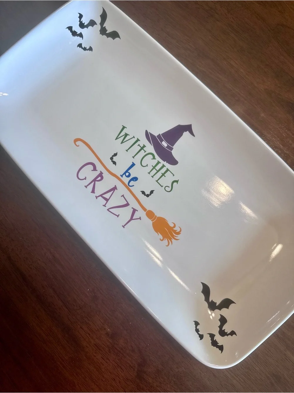 Crofton “Witches Be Crazy” Festive Halloween Serving Tray- White